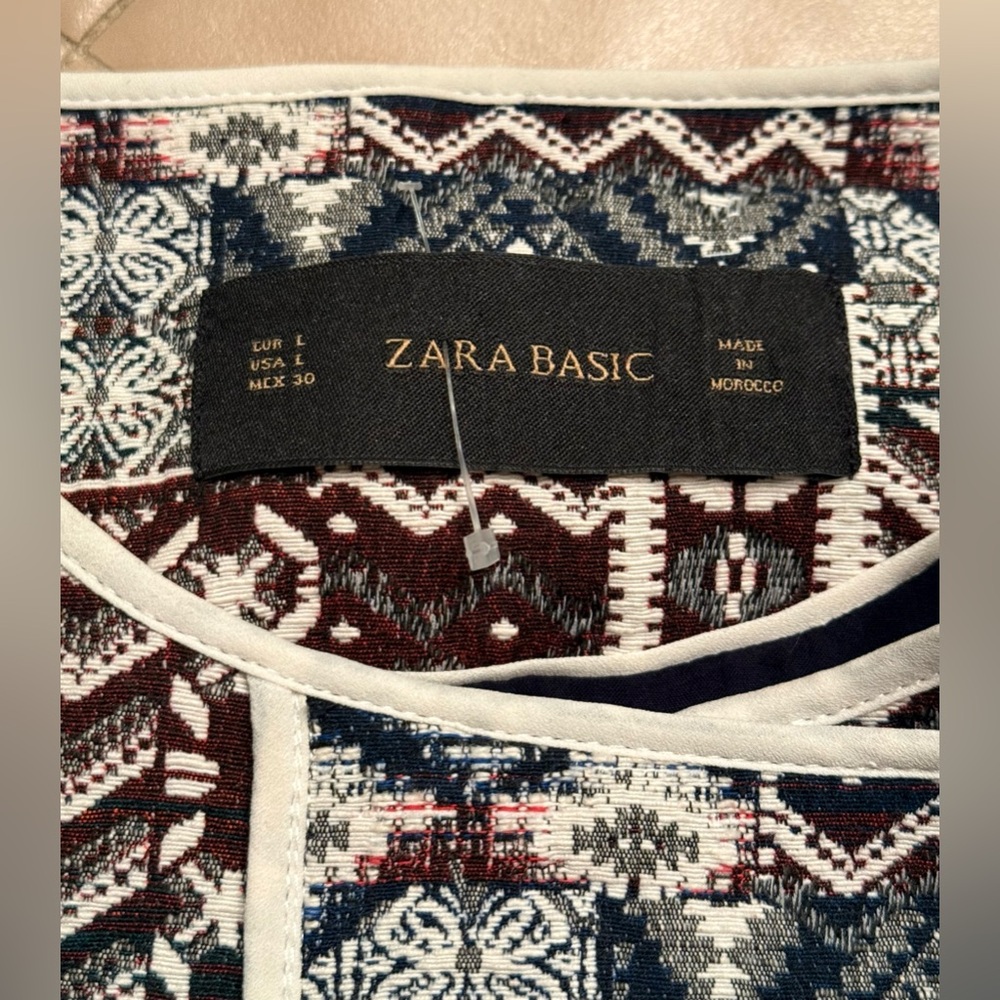 ZARA Basic Tapestry red blue white Jacket Coat Ge… - image 5